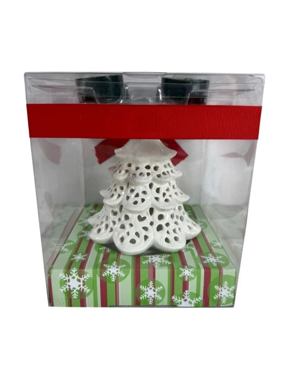 Yankee Candle White Ceramic Christmas Tree Luminary Tealight Holder 2009 NEW